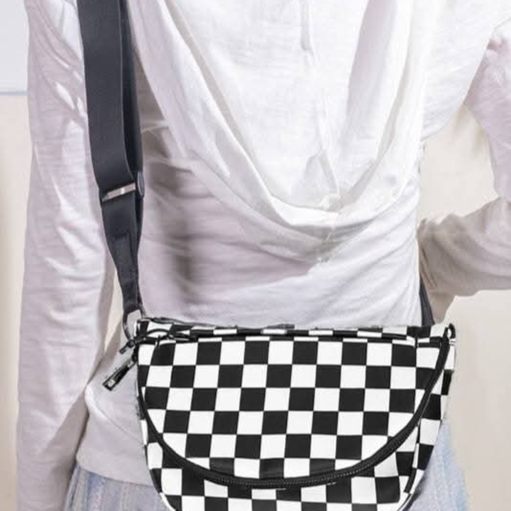 Checkered Black and White Women's Bag